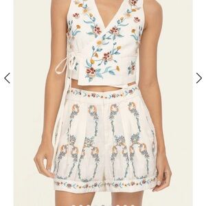 Agua by Agua Bendita Floral Embroidered Tank Top in Cream